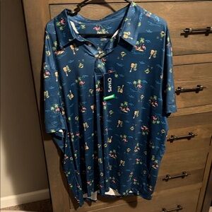 Men’s XXXL Chaps Blue Tropical Print Polo